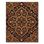 Ornate Golden Floral Damask Scroll Rug