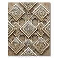 Elegant Taupe Geometric Mandala Tile Rug
