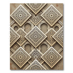 Elegant Taupe Geometric Mandala Tile Rug