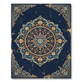 Ornate Navy Golden Floral Medallion Rug