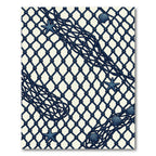 Navy Blue Coastal Net with Starfish and Shells Rug