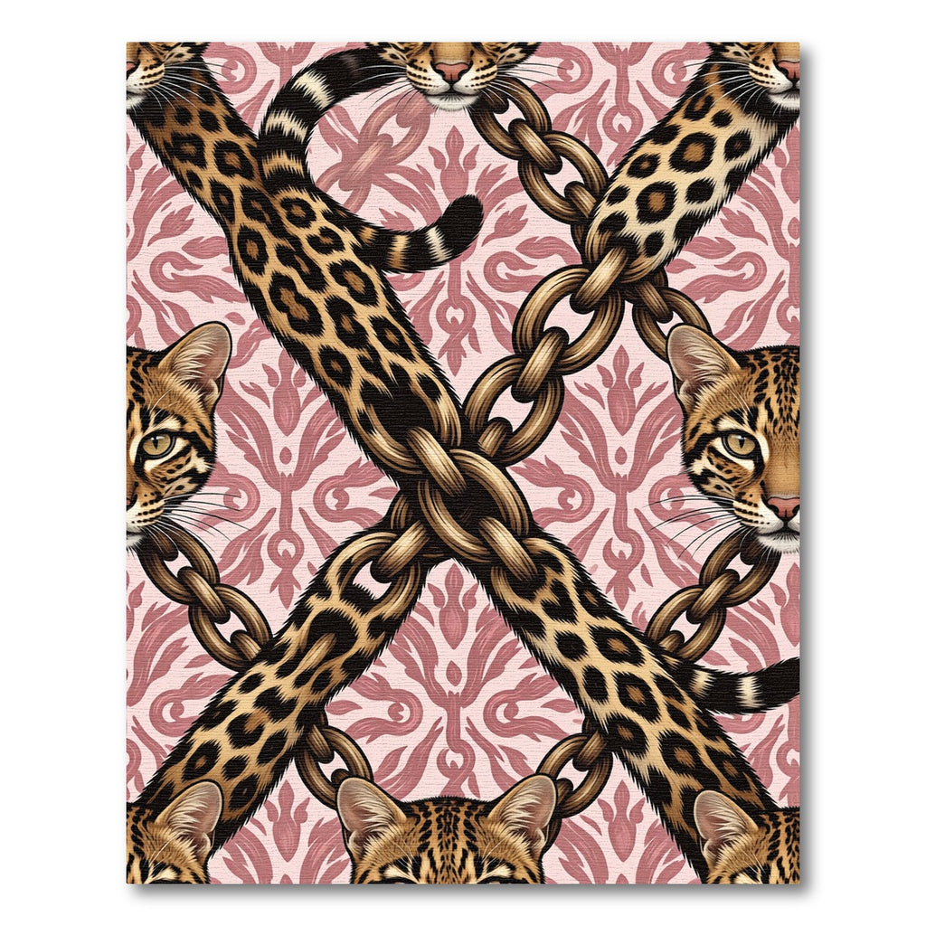 Pink Chain Cheetah Print Medallion Rug