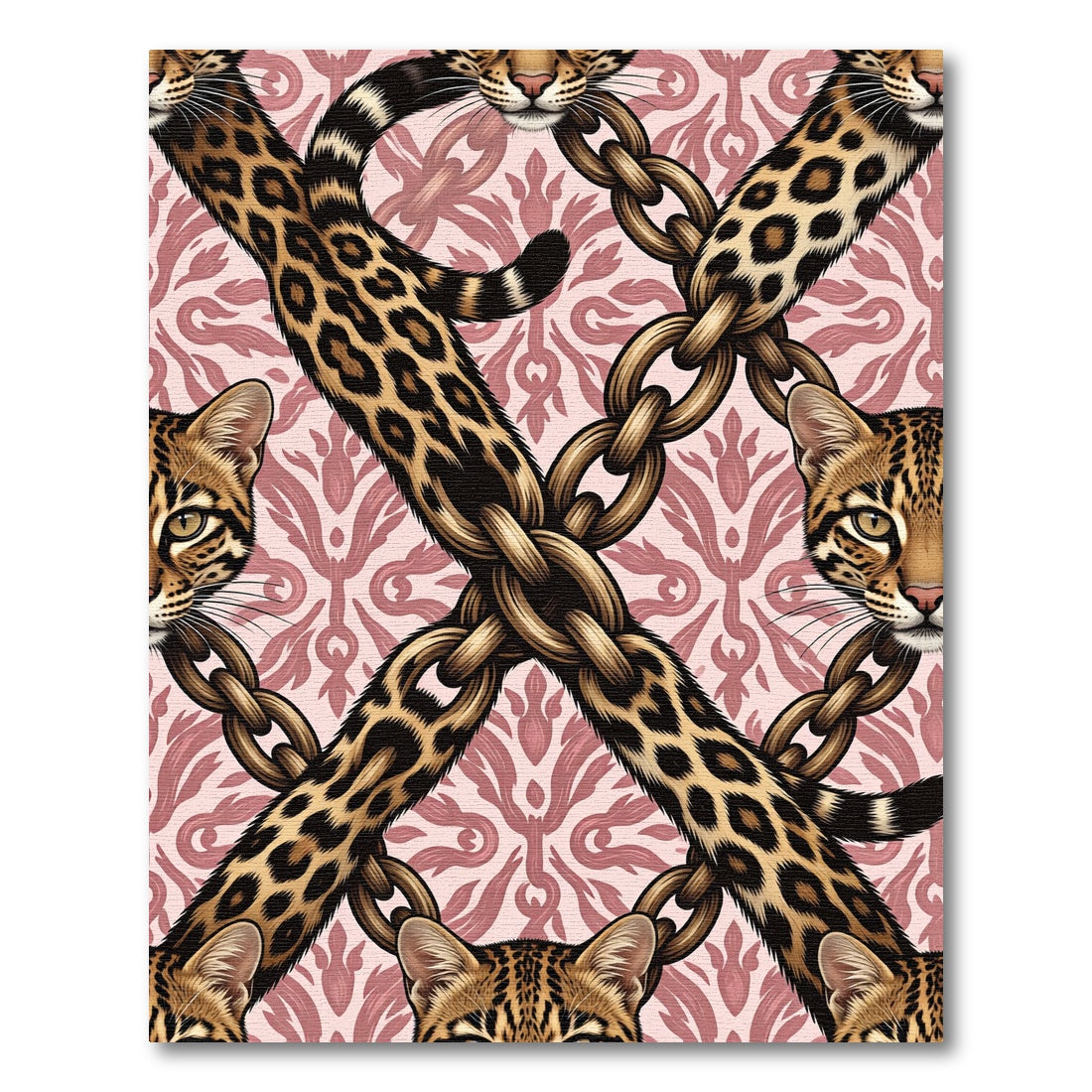 Pink Chain Cheetah Print Medallion Rug