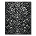 Ornate Black White Floral Flourish Rug