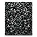 Ornate Black White Floral Flourish Rug