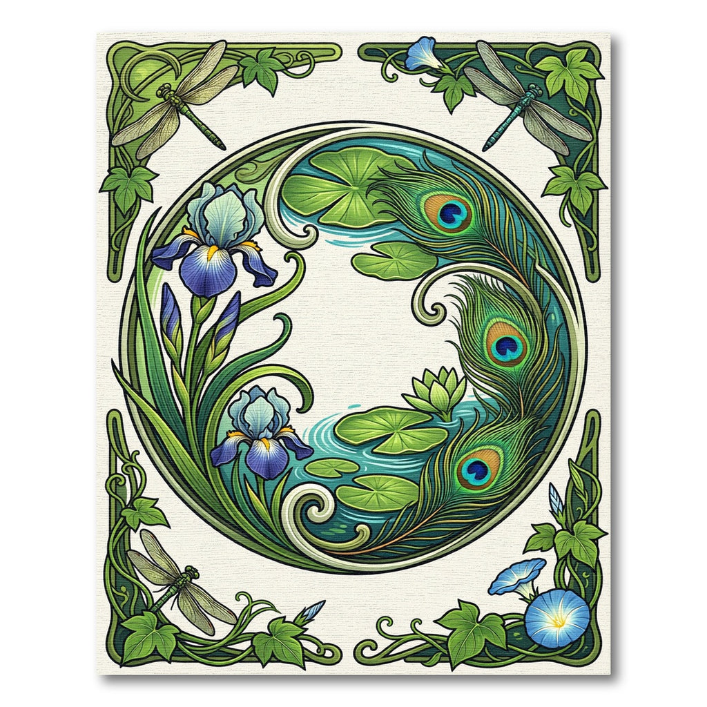 Art Nouveau Dragonfly Peacock Eye Iris Rug