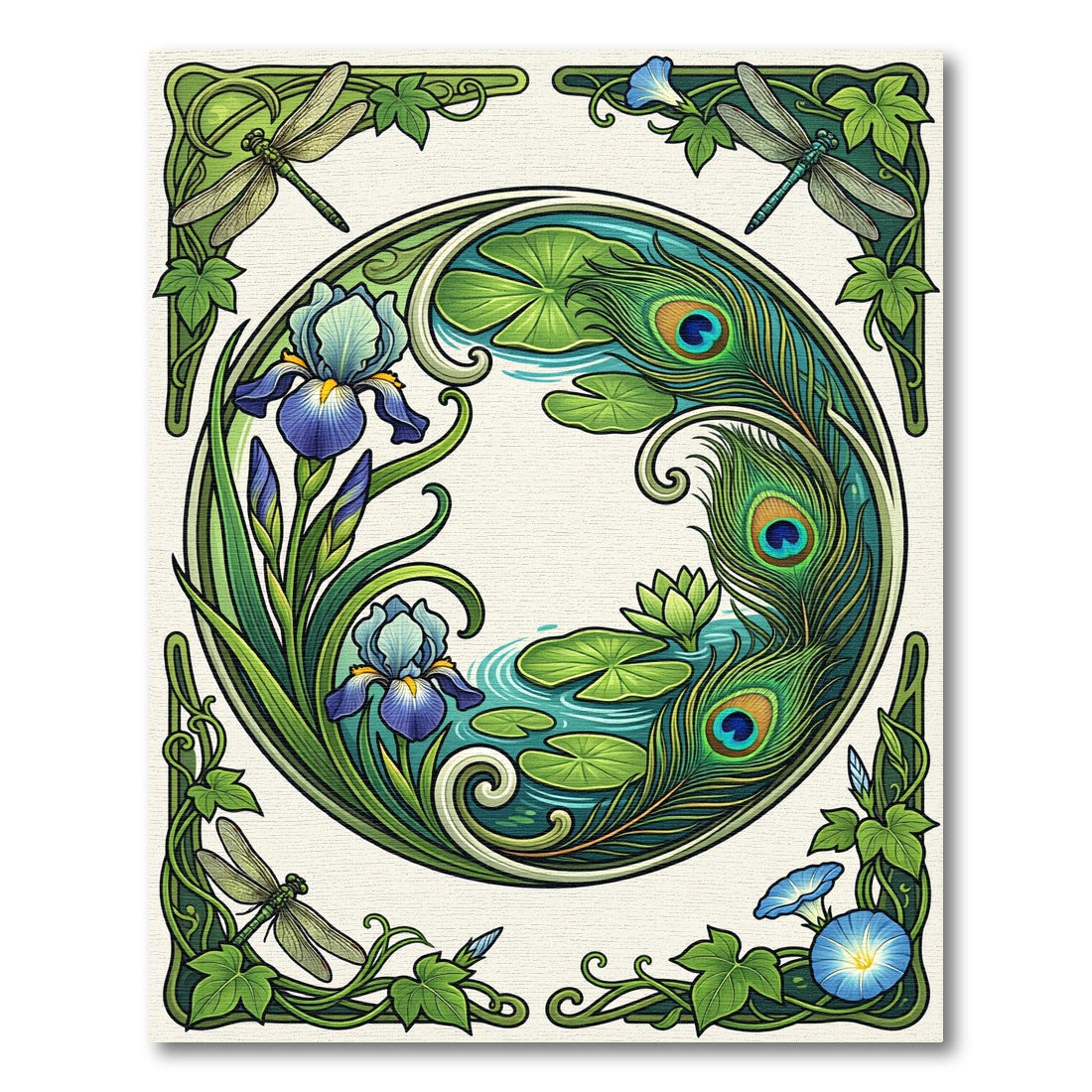 Art Nouveau Dragonfly Peacock Eye Iris Rug
