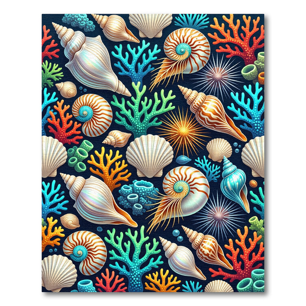 Vibrant Oceanic Coral Reef Nautical Seashell Rug
