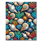 Vibrant Oceanic Coral Reef Nautical Seashell Rug
