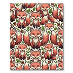 Whimsical Orange Fox Woodland Acorn Illustration Rug