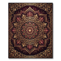 Crimson Gold Floral Mandala Rug