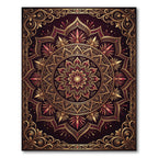 Crimson Gold Floral Mandala Rug