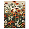 Meadow Wildflower Botanical Orange White Floral Rug