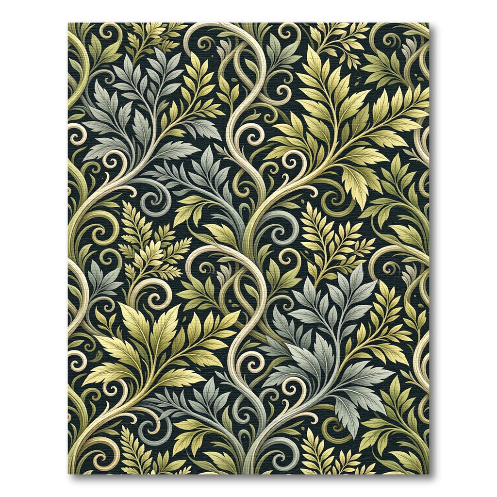 Elegant Sage and Gold Botanical Flourish Rug