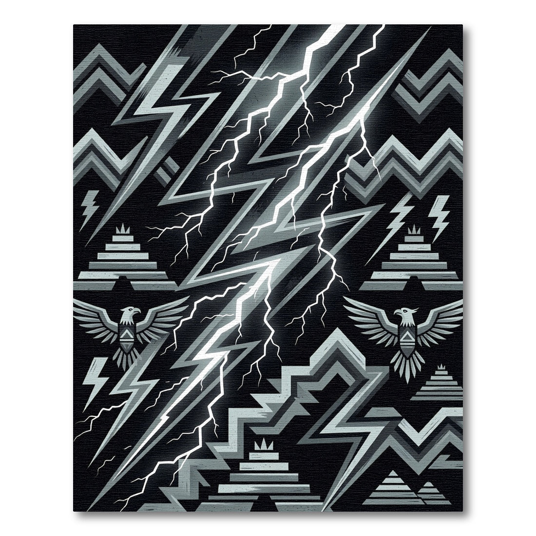 Monochromatic Lightning Eagle Pyramid Rug