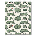 Playful Sage Green Tabby Cat Illustration Rug