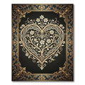Ornate Gold Heart Floral Scrollwork Rug