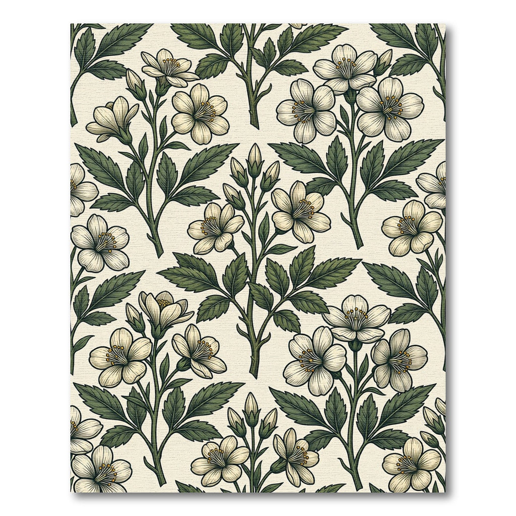 Vintage Cream Botanical White Blossom Floral Rug