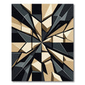 Geometric Abstraction Black Gold Fragmented Art Rug
