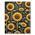 Radiant Golden Sunflower Botanical Illustration Rug