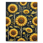 Radiant Golden Sunflower Botanical Illustration Rug