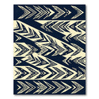 Navy Cream Geometric Chevron Graphic Rug