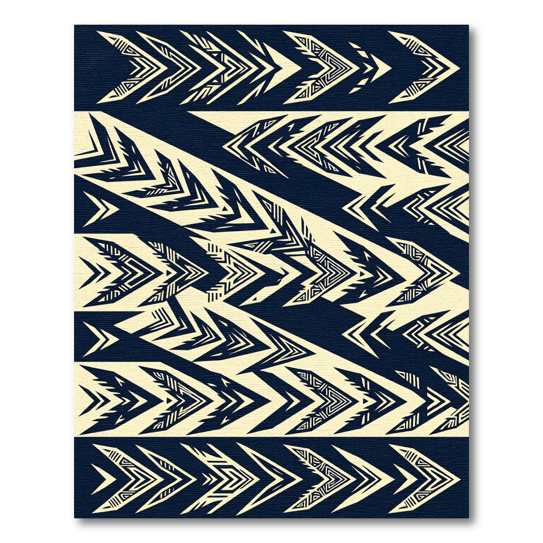 Navy Cream Geometric Chevron Graphic Rug