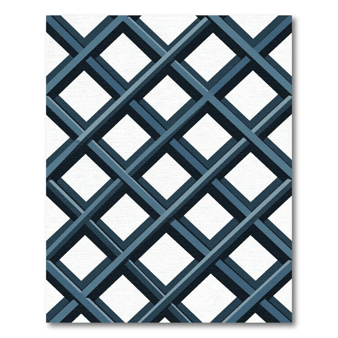 Navy Blue Intersecting Grid Lattice Rug