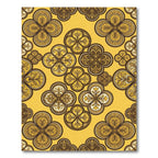 Golden Quatrefoil Floral Damask Medallion Rug