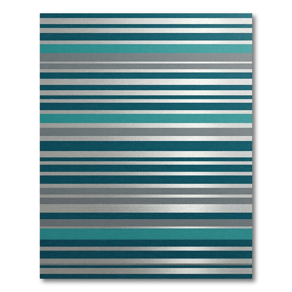 Teal Gray Silver Horizontal Stripe Rug