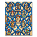 Vibrant Cobalt Interconnected Keyhole Art Rug