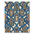 Vibrant Cobalt Interconnected Keyhole Art Rug