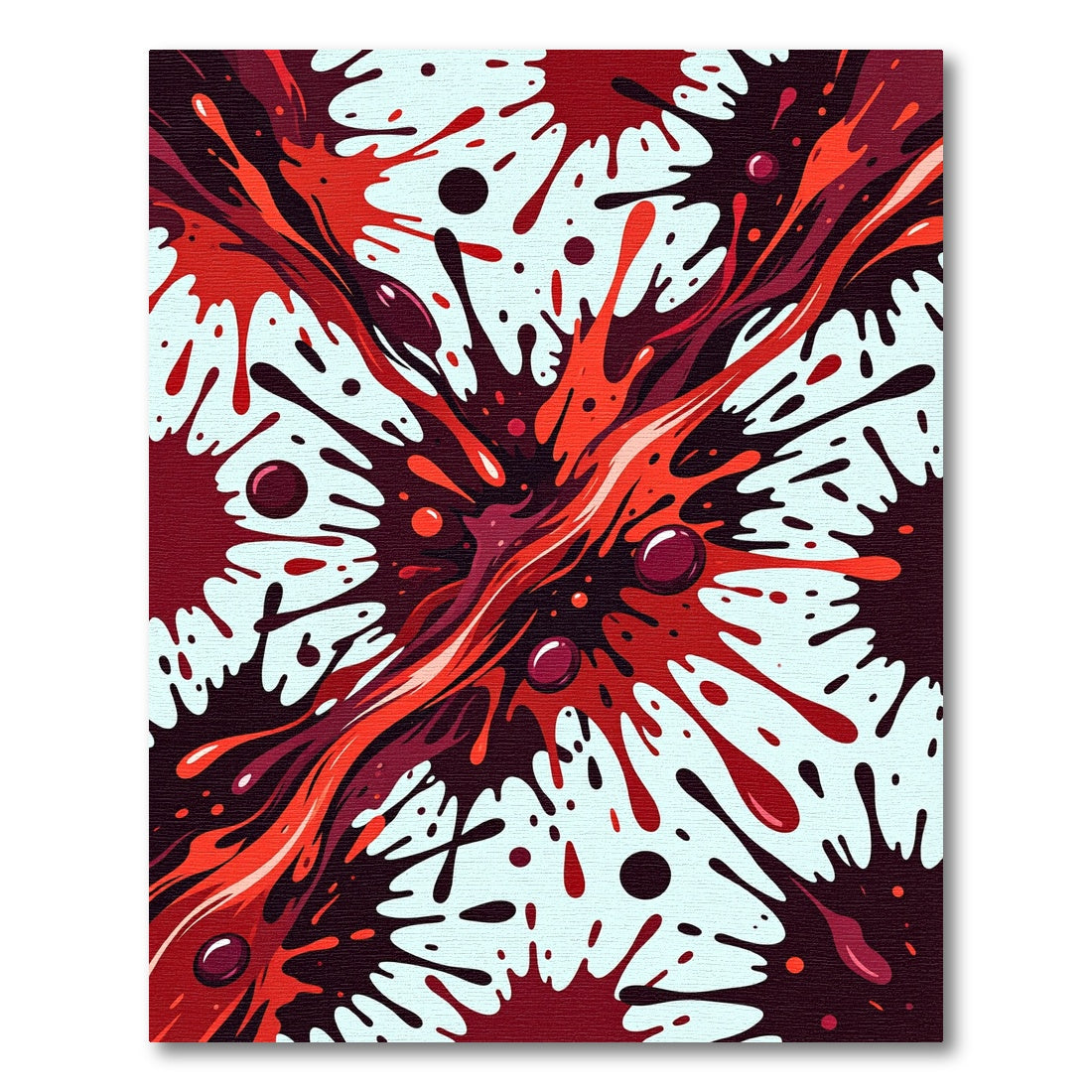 Vibrant Crimson Abstract Ink Splash Rug