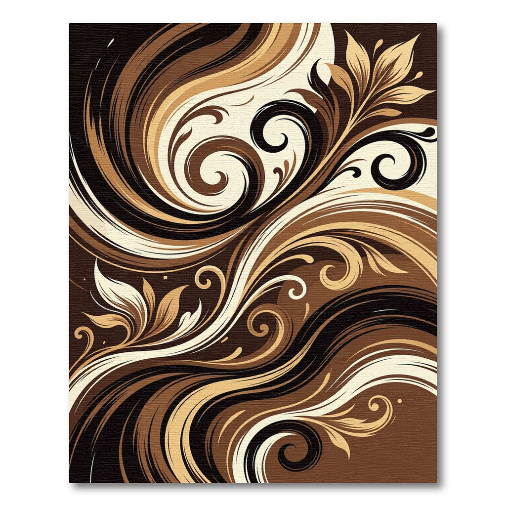 Rich Chocolate Swirl Floral Abstraction Rug