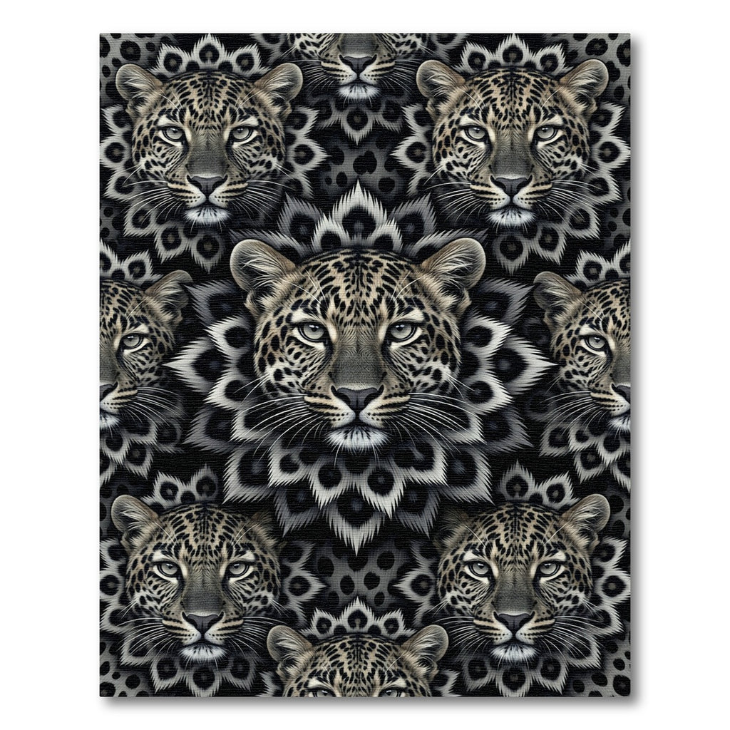 Monochromatic Leopard Head Flower Arrangement Rug