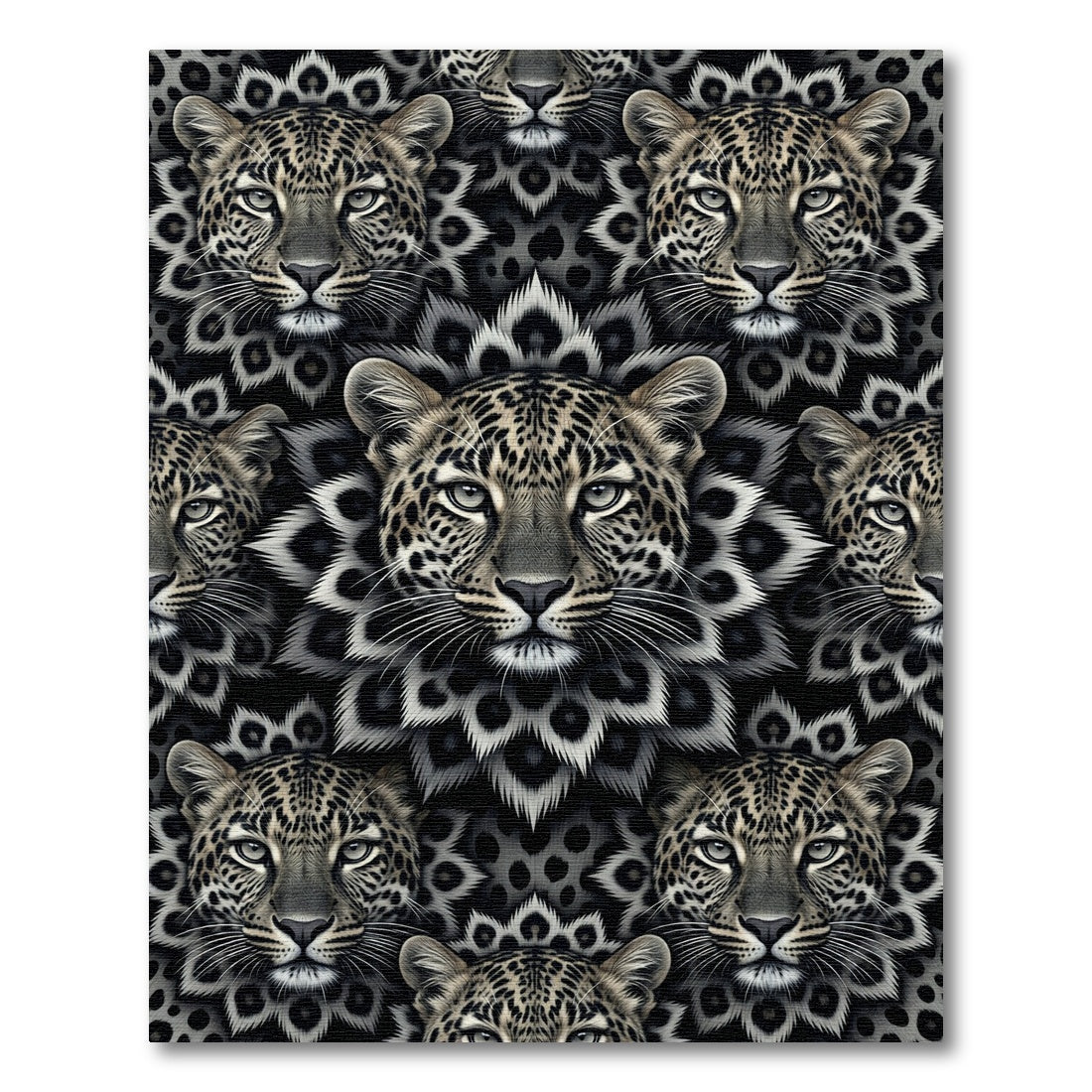 Monochromatic Leopard Head Flower Arrangement Rug
