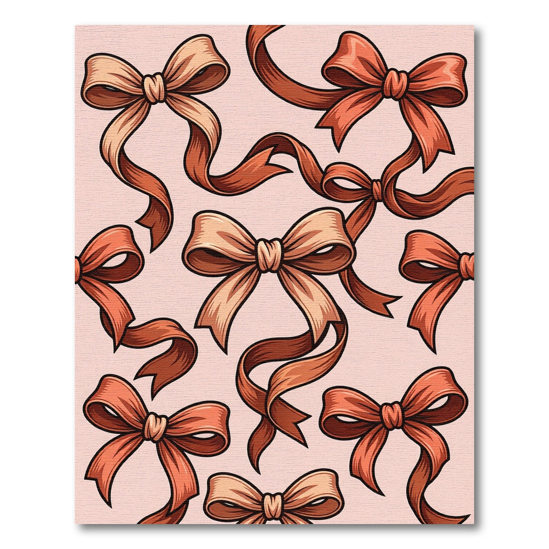 Elegant Terracotta Ribbon Bows Aesthetic Rug