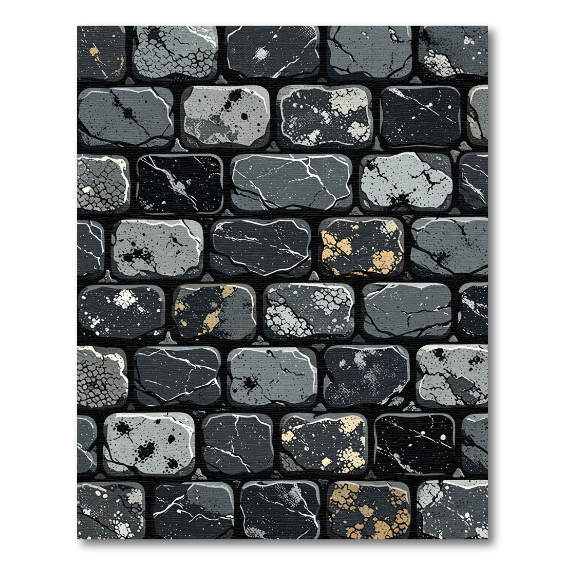 Cracked Stone Brick Texture Rug