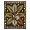 Golden Tropical Palm Fleur-de-lis Art Rug