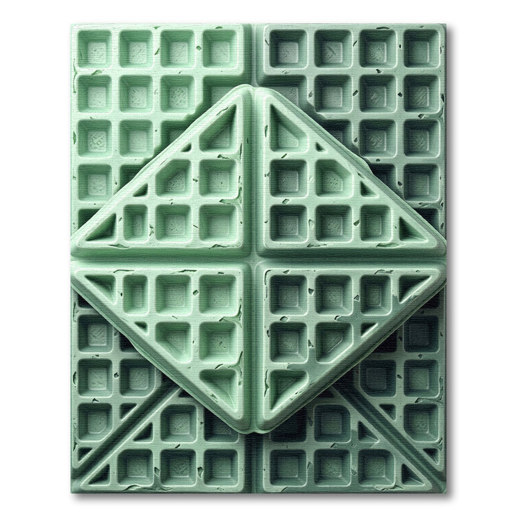 Sage Green Geometric Waffle Grid Rug