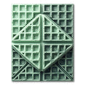 Sage Green Geometric Waffle Grid Rug
