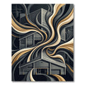 Industrial Abstract Monochrome Gold Swirl Rug
