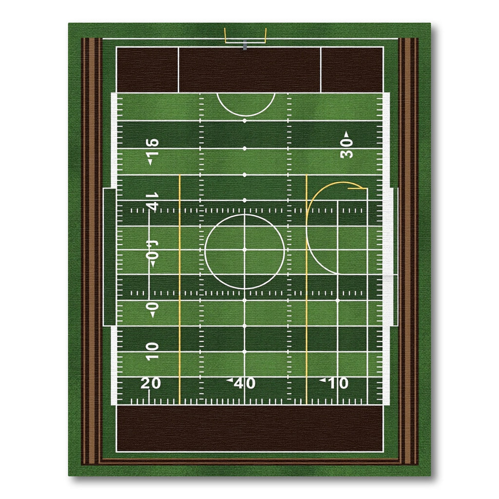 Athletic Green Football Field Grid Rug