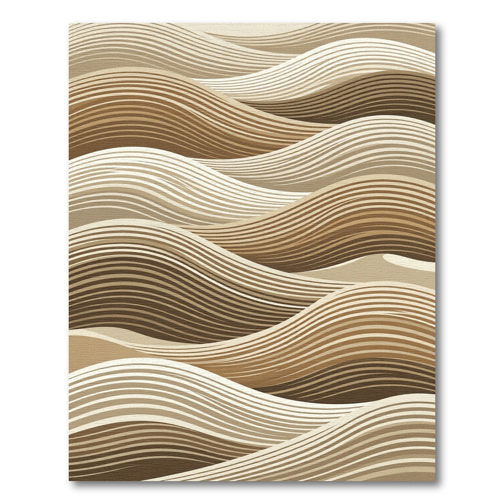 Earthy Brown Wavy Dune Stripes Rug