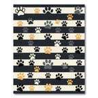 Playful Paw Striped Black Cream Taupe Rug