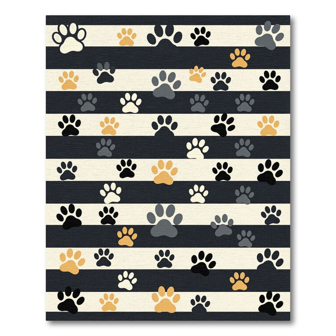 Playful Paw Striped Black Cream Taupe Rug