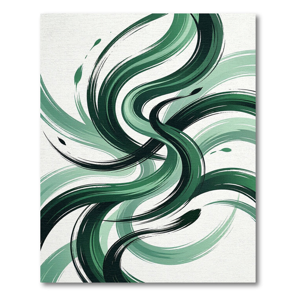 Emerald Green Abstract Flowing Waves Rug