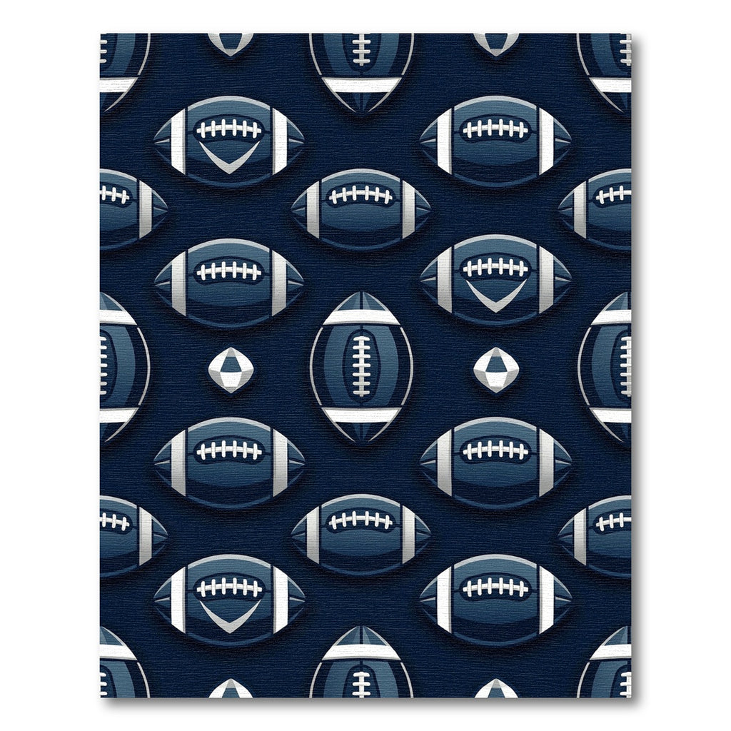 Navy Blue Football Geometric Athletic Rug
