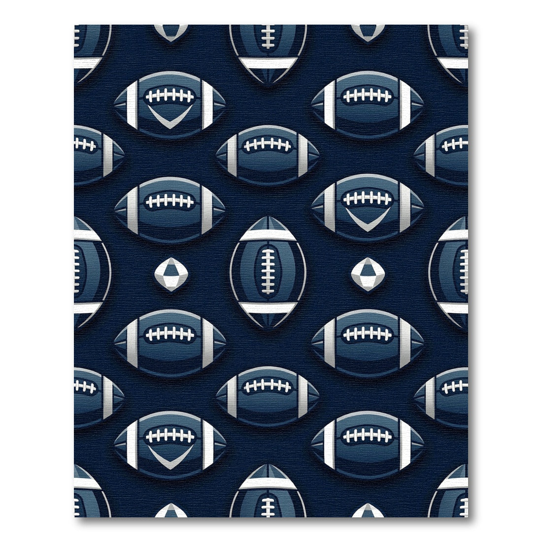 Navy Blue Football Geometric Athletic Rug