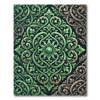 Emerald Ornate Damask Scroll Foliage Rug